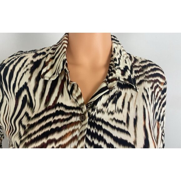 Liverpool Los Angeles Blouse Button Up Allover Patchwork Animal Print Size M NWT - Picture 3 of 16